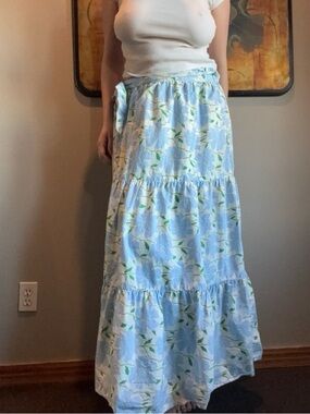 Who What Wear Floral Maxi Skirt in Blue and Green